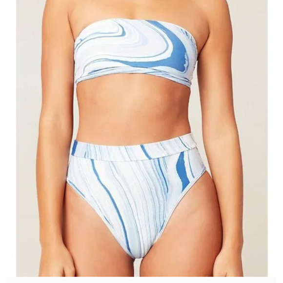 l*space Other - L*SPACE • Marble Blue White Frenchi Bitsy Bikini Bottom NEW Sz M